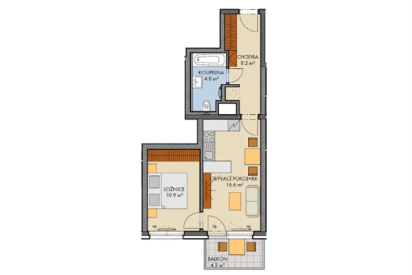 Prodej bytu 2+kk 43 m², Honzíkova, Praha Prodej bytu 2+kk 43 m², Honzíkova, Praha