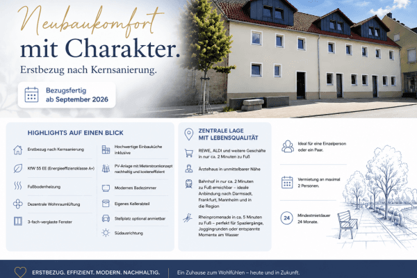 Pronájem bytu 2+1 65 m², Magdalenenstraße 1, Gernsheim Pronájem bytu 2+1 65 m², Magdalenenstraße 1, Gernsheim