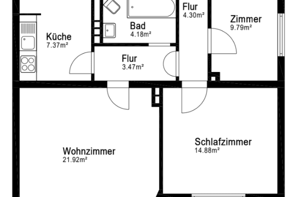 Pronájem bytu 3+1 72 m², Emmastraße 80, Bremen, Bremen Pronájem bytu 3+1 72 m², Emmastraße 80, Bremen, Bremen