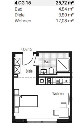 Pronájem bytu 1+1 26 m², Steinbühler Straße 4-6, Nürnberg, Bavorsko Pronájem bytu 1+1 26 m², Steinbühler Straße 4-6, Nürnberg, Bavorsko
