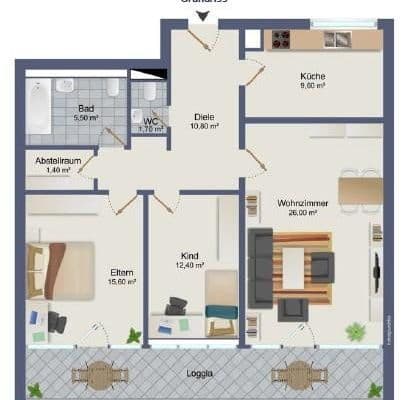 Pronájem bytu 3+1 89 m², Feldbergstr. 16, Heusenstamm Pronájem bytu 3+1 89 m², Feldbergstr. 16, Heusenstamm