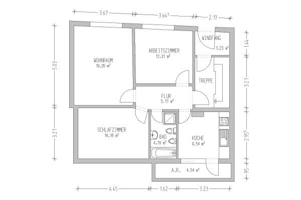 Pronájem bytu 3+1 69 m², Zietenstr. 11 A, Lübeck, Šlesvicko-Holštýnsko Pronájem bytu 3+1 69 m², Zietenstr. 11 A, Lübeck, Šlesvicko-Holštýnsko