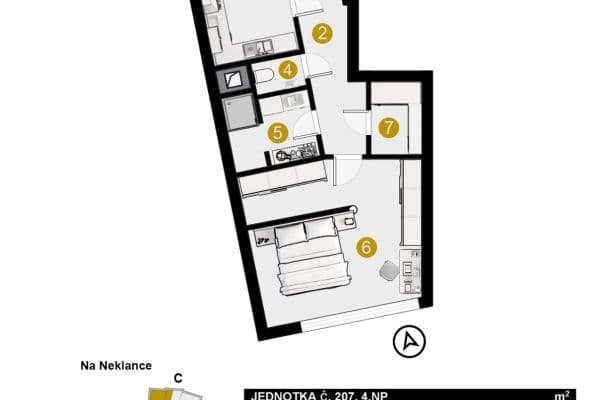 Prodej bytu 2+kk 62 m², Na Neklance, Praha Prodej bytu 2+kk 62 m², Na Neklance, Praha
