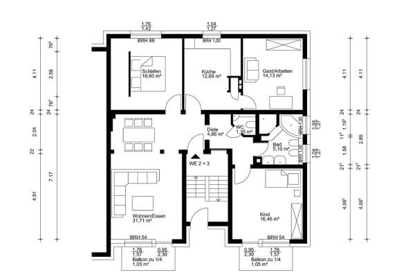 Prodej bytu 4+1 105 m², Heiligenhaus Prodej bytu 4+1 105 m², Heiligenhaus