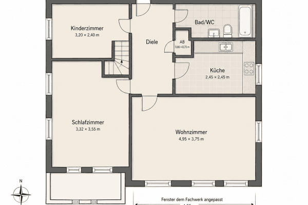Pronájem bytu 3+1 63 m², Papenstraße 48, Lemgo Pronájem bytu 3+1 63 m², Papenstraße 48, Lemgo