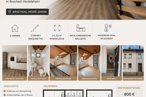 Pronájem bytu 2+1 63 m², Bruchsal, Bádensko-Württembersko Pronájem bytu 2+1 63 m², Bruchsal, Bádensko-Württembersko