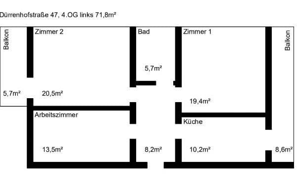 Pronájem bytu 3+1 75 m², Dürrenhofstraße 47, Nürnberg, Bavorsko Pronájem bytu 3+1 75 m², Dürrenhofstraße 47, Nürnberg, Bavorsko
