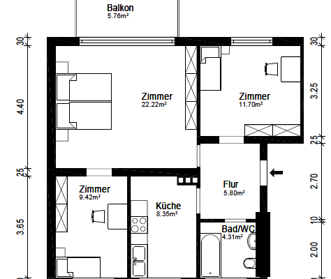 Pronájem bytu 3+1 64 m², Pforzheim Pronájem bytu 3+1 64 m², Pforzheim