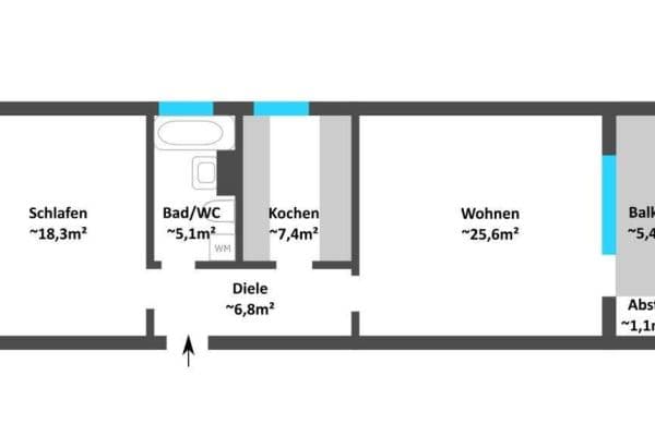 Pronájem bytu 2+1 67 m², Bergstraße 59, Würzburg Pronájem bytu 2+1 67 m², Bergstraße 59, Würzburg