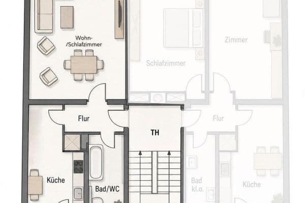Pronájem bytu 1+kk 43 m², Augartenstraße 44, Mannheim, Bádensko-Württembersko Pronájem bytu 1+kk 43 m², Augartenstraße 44, Mannheim, Bádensko-Württembersko