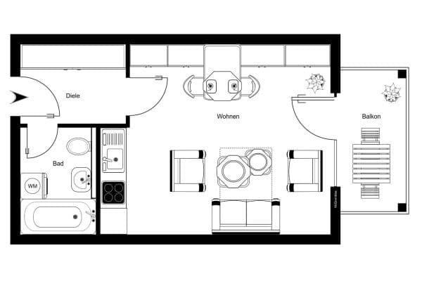 Pronájem bytu 1+1 34 m², Wassermannstraße 1A, Bamberg, Bavorsko Pronájem bytu 1+1 34 m², Wassermannstraße 1A, Bamberg, Bavorsko