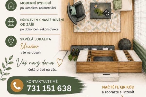 Pronájem bytu 1+kk 23 m², Bratří Čapků, Uničov Pronájem bytu 1+kk 23 m², Bratří Čapků, Uničov