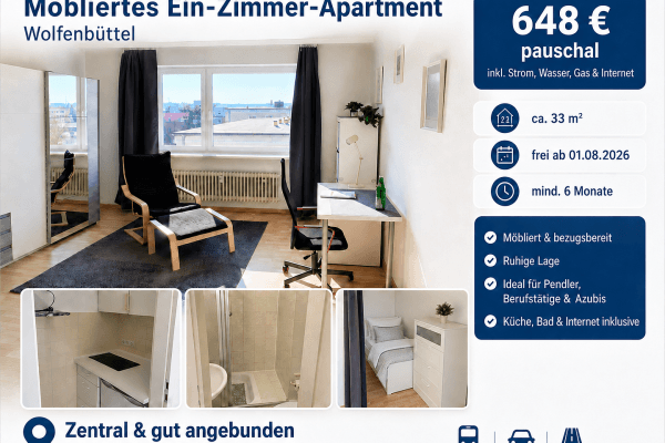 Pronájem bytu 1+1 34 m², Wolfenbüttel Pronájem bytu 1+1 34 m², Wolfenbüttel