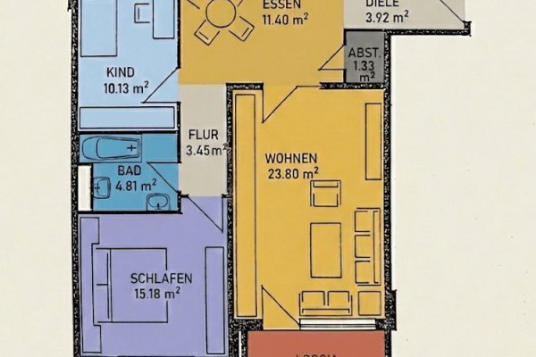 Pronájem bytu 3+1 88 m², Rodgau Nieder-Roden Pronájem bytu 3+1 88 m², Rodgau Nieder-Roden