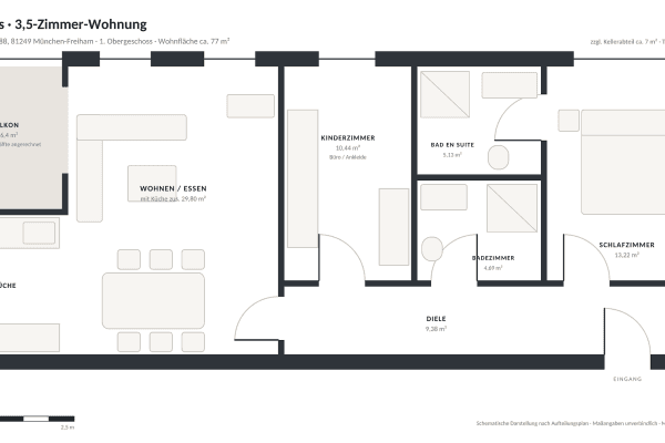 Pronájem bytu 3+1 79 m², Freihamer Weg 88, München, Bavorsko Pronájem bytu 3+1 79 m², Freihamer Weg 88, München, Bavorsko