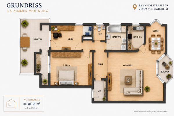 Prodej bytu 3+kk 85 m², Bahnhofstraße, Schwaikheim Prodej bytu 3+kk 85 m², Bahnhofstraße, Schwaikheim