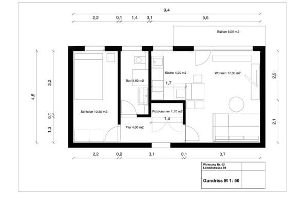 Pronájem bytu 2+kk 44 m², Ländelstraße 60, Kaiserslautern Pronájem bytu 2+kk 44 m², Ländelstraße 60, Kaiserslautern