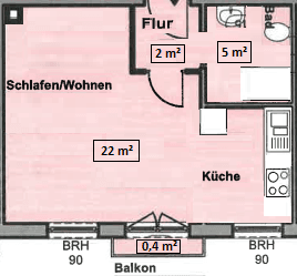 Pronájem bytu 1+1 29 m², Mannheim, Bádensko-Württembersko Pronájem bytu 1+1 29 m², Mannheim, Bádensko-Württembersko