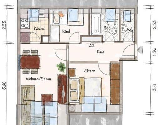 Pronájem bytu 3+1 56 m², Buchenweg 23, Leipzig, Sasko Pronájem bytu 3+1 56 m², Buchenweg 23, Leipzig, Sasko