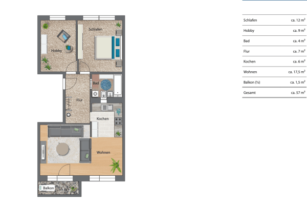 Pronájem bytu 3+1 57 m², Lise-Meitner-Straße 49, Halle (Saale), Sasko-Anhaltsko Pronájem bytu 3+1 57 m², Lise-Meitner-Straße 49, Halle (Saale), Sasko-Anhaltsko