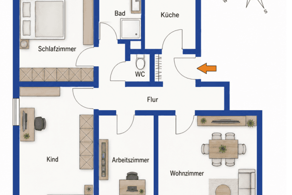 Prodej bytu 4+1 88 m², Ehningen Prodej bytu 4+1 88 m², Ehningen