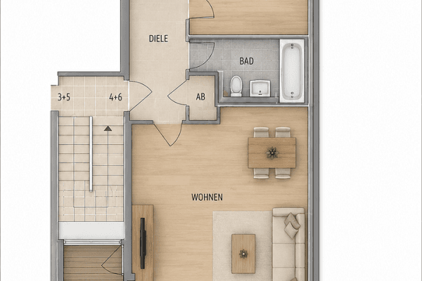 Pronájem bytu 2+1 61 m², Korschenbroich Pronájem bytu 2+1 61 m², Korschenbroich