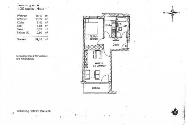 Pronájem bytu 2+1 51 m², Oberländerstrasse 76, Augsburg Pronájem bytu 2+1 51 m², Oberländerstrasse 76, Augsburg