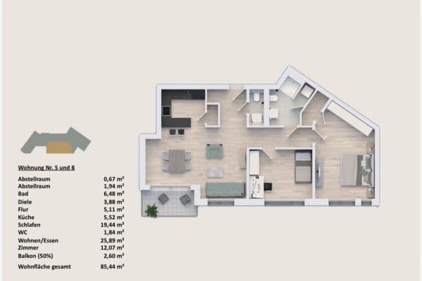 Pronájem bytu 3+1 86 m², Köln Pronájem bytu 3+1 86 m², Köln