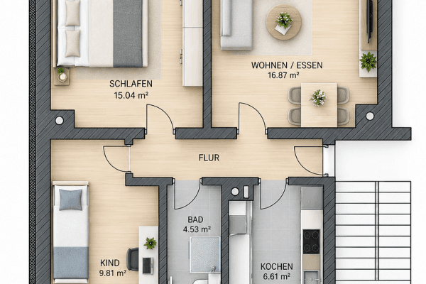 Pronájem bytu 3+1 61 m², Hainstraße 16, Thum Pronájem bytu 3+1 61 m², Hainstraße 16, Thum