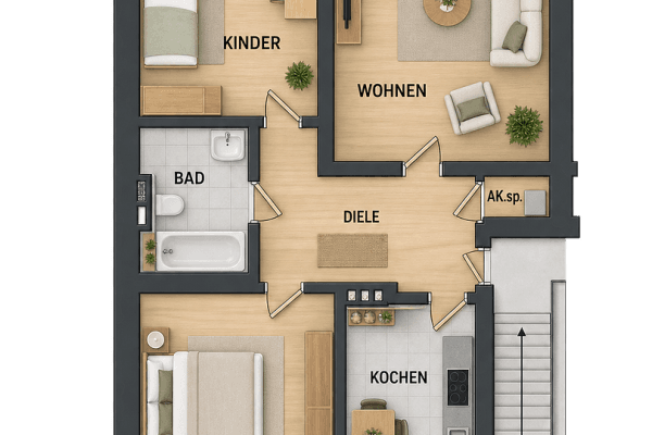 Pronájem bytu 3+1 70 m², Gustavstraße 72, Oberhausen Pronájem bytu 3+1 70 m², Gustavstraße 72, Oberhausen