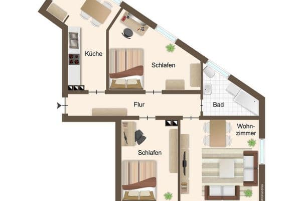 Pronájem bytu 3+1 70 m², Bohmter Straße 54, Osnabrück, Dolní Sasko Pronájem bytu 3+1 70 m², Bohmter Straße 54, Osnabrück, Dolní Sasko
