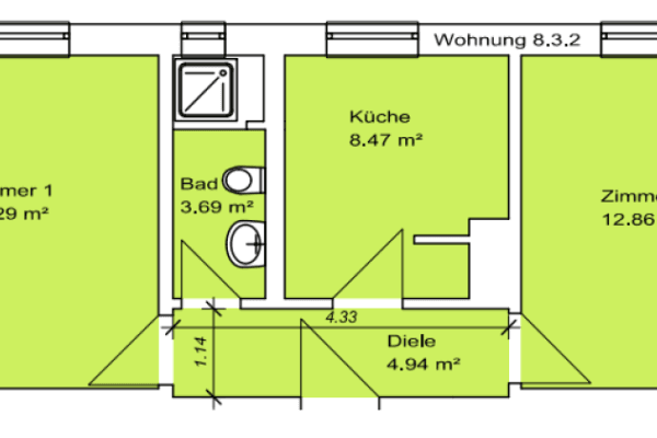 Pronájem bytu 2+1 49 m², Eisnerstraße 8, Magdeburg, Sasko-Anhaltsko Pronájem bytu 2+1 49 m², Eisnerstraße 8, Magdeburg, Sasko-Anhaltsko