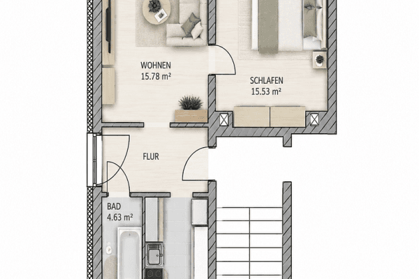 Pronájem bytu 2+1 50 m², Hainstraße 16, Thum Pronájem bytu 2+1 50 m², Hainstraße 16, Thum