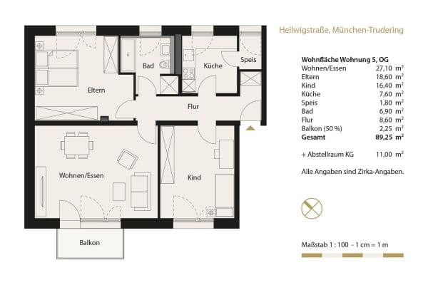 Pronájem bytu 3+1 90 m², Heilwigstraße 19, München-Trudering, Bavorsko Pronájem bytu 3+1 90 m², Heilwigstraße 19, München-Trudering, Bavorsko