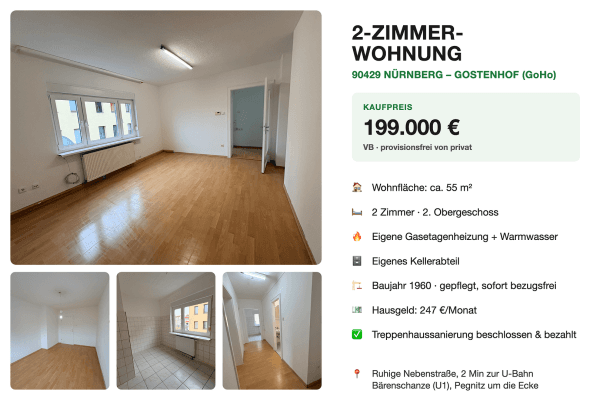 Prodej bytu 2+1 55 m², Zickstr 2, Nürnberg, Bavorsko Prodej bytu 2+1 55 m², Zickstr 2, Nürnberg, Bavorsko