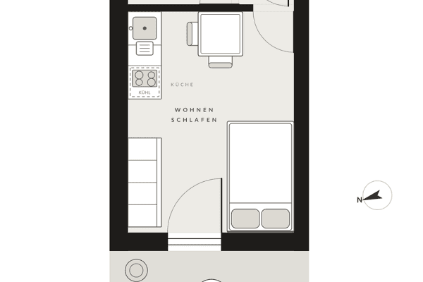 Pronájem bytu 1+1 18 m², Sachranger Str. 5, München, Bavorsko Pronájem bytu 1+1 18 m², Sachranger Str. 5, München, Bavorsko