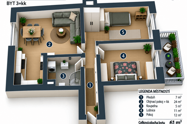 Pronájem bytu 3+kk 61 m², Anny Čížkové, Praha Pronájem bytu 3+kk 61 m², Anny Čížkové, Praha