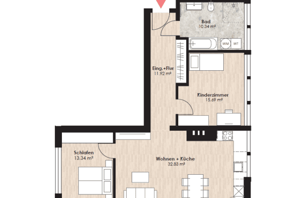 Pronájem bytu 3+1 84 m², Jägerstr. 38a, Lünen Pronájem bytu 3+1 84 m², Jägerstr. 38a, Lünen