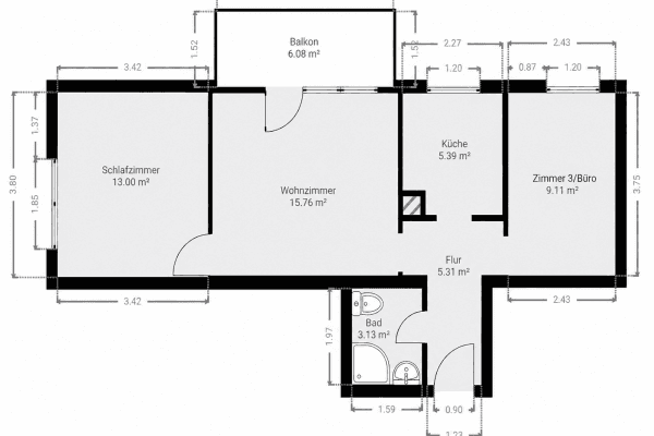 Prodej bytu 3+1 55 m², Niederhofenstraße 56, Leonberg/Eltingen Prodej bytu 3+1 55 m², Niederhofenstraße 56, Leonberg/Eltingen