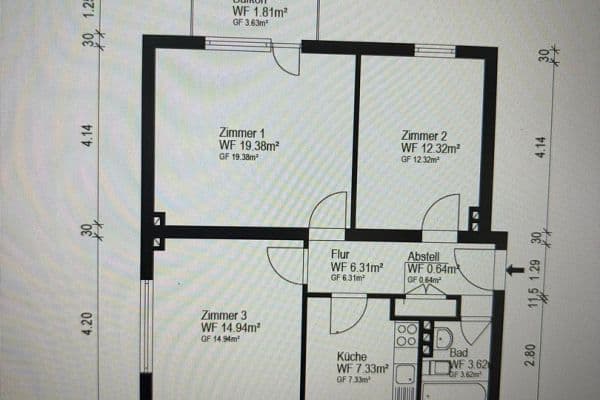 Pronájem bytu 3+1 66 m², Köln Pronájem bytu 3+1 66 m², Köln