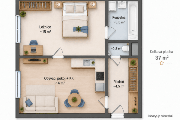 Prodej bytu 2+kk 37 m², Vrchlického, Praha Prodej bytu 2+kk 37 m², Vrchlického, Praha