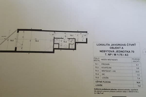Pronájem bytu 1+kk 37 m², Hornoměcholupská, Praha Pronájem bytu 1+kk 37 m², Hornoměcholupská, Praha