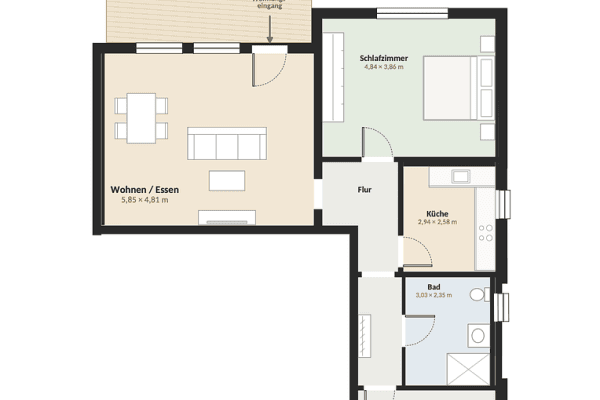 Pronájem bytu 2+1 80 m², Alemannenstraße 12, Walzbachtal Pronájem bytu 2+1 80 m², Alemannenstraße 12, Walzbachtal