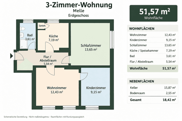 Prodej bytu 3+1 52 m², Gesmolder Straße 36, Melle Prodej bytu 3+1 52 m², Gesmolder Straße 36, Melle