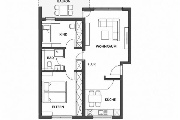 Pronájem bytu 3+1 76 m², Lerchenweg 49, Duisburg Pronájem bytu 3+1 76 m², Lerchenweg 49, Duisburg