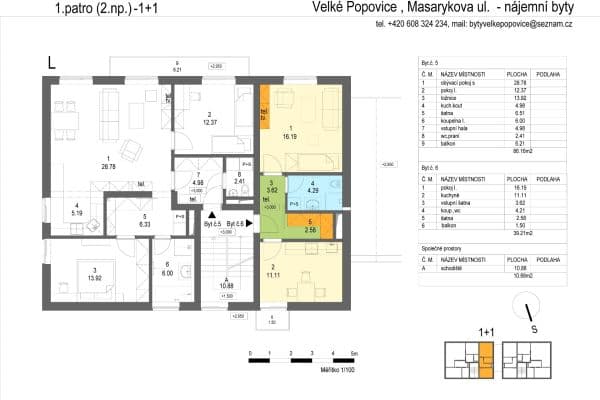Pronájem bytu 2+kk 39 m², Masarykova, Velké Popovice Pronájem bytu 2+kk 39 m², Masarykova, Velké Popovice