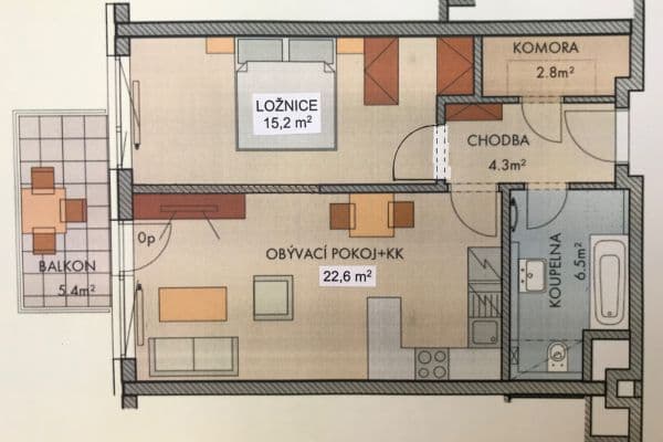 Pronájem bytu 2+kk 59 m², Zakšínská, Praha Pronájem bytu 2+kk 59 m², Zakšínská, Praha