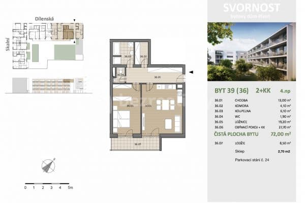 Pronájem bytu 2+kk 72 m², Dílenská, Plzeň Pronájem bytu 2+kk 72 m², Dílenská, Plzeň