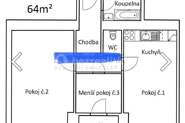 Pronájem bytu 3+kk 64 m², Za Pasáží, Pardubice, Pardubický kraj