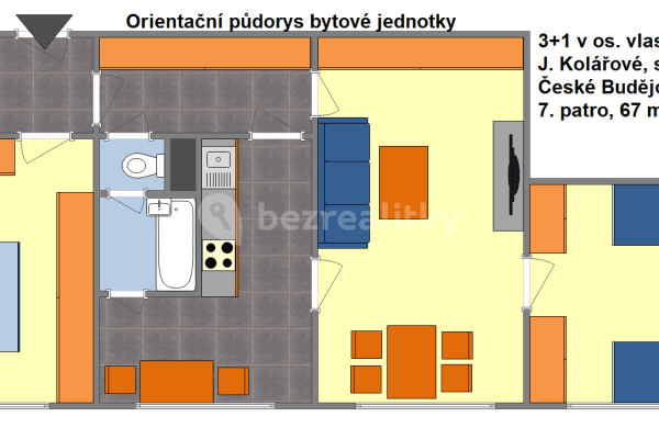 Pronájem bytu 3+1 67 m², Josefy Kolářové, České Budějovice
